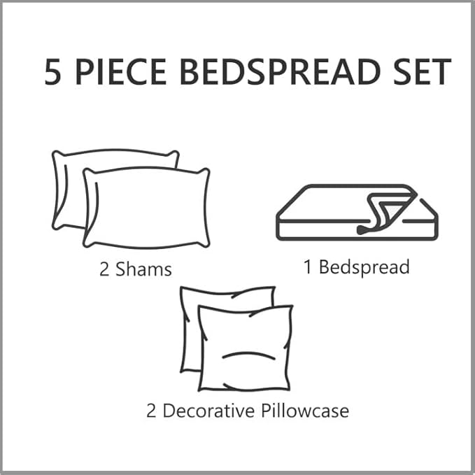CHIXIN Bedspread Coverlet Set Queen Size - Lightweight Bedding Cover - Beautiful Stitching - 5 Piece Reversible Bedspread - Luxury Damask Paisley Pattern (Queen, Peak Green)