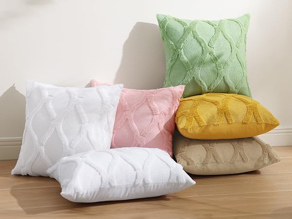 decorUhome Spring Euro Sham Throw Pillow Covers 24x24 Inch Set of 2, Soft Plush Faux Fur Wool Pure White Couch Pillow Covers, Decorative Neutral Pillow Cases for Bed Sofa Living Room Home Decor