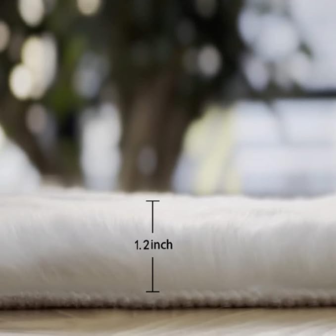 Fuzzy White Machine Washable Runner Faux Rabbit Furry Fur Rugs for Bedroom Plush Runner Rugs for Hallway 2x10 Rectangle Rug Home Décor