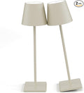 2-Pack LED Cordless Table Lamp, Rechargeable Battery Desk lamp 3W 5500mAh Battery Operated Stepless Dimming Modern Portable Table Light for Restaurant/Bedroom/Outdoor IP54 Waterproof (Off White)
