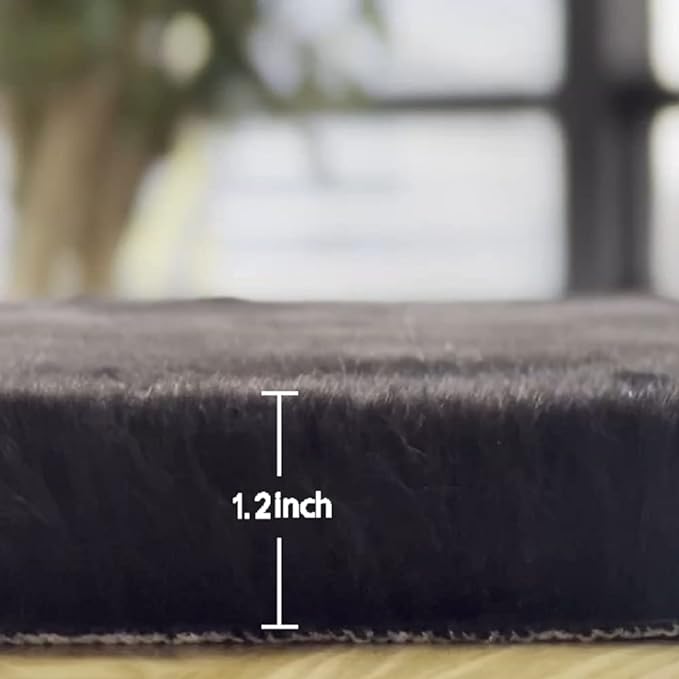 Black Round Plush Rugs for Bedroom Faux Bunny Fuzzy Washable Fur Area Rugs for Living Room Small Circle Nursery Rug 4ft Cute Room Décor
