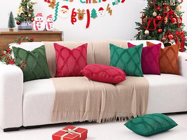 decorUhome Spring Euro Sham Throw Pillow Covers 26x26 Inch Set of 2, Soft Plush Faux Fur Wool Burgundy Couch Pillow Covers, Decorative Neutral Pillow Cases for Bed Sofa Living Room Home Decor