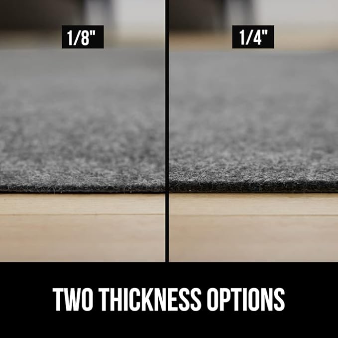 GORILLA GRIP Felt and Natural Rubber Stay in Place Slip Resistant Rug Pad, 1/8in Thick, 4x6 FT Protective Padding Under Area Rugs, Cushioned Gripper Pads, Carpet Runners, Hardwood Floors Protection