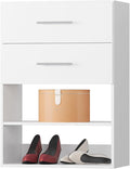 2 Drawer Short Tower Closet Unit, Modular Closet System, Wood Closet System Organizer with Storage for Walk In Closets, Clothing Rack Closet for Hanging Clothes, Bedroom, White, 25.5"W