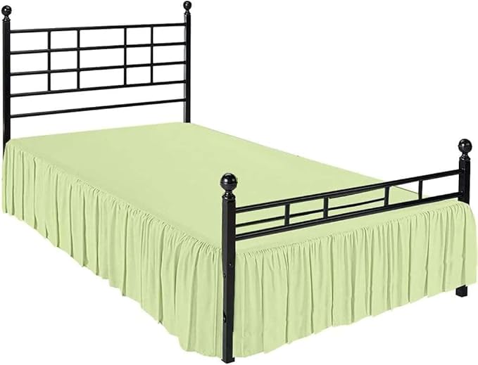 Sage Solid Ruffled Bed Skirt Short Queen-24 Inch Drop Split Corner, Microfiber Bedskirt with Platform Three Sided Coverage