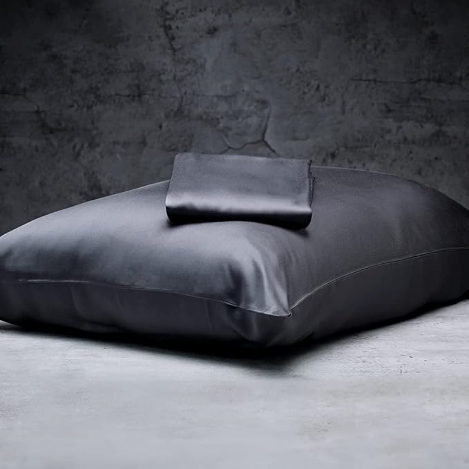 LUXOME 100% Rayon (Viscose) from Bamboo Pillowcase Set (Standard/Queen) | 400 Thread Count | Moisture-Wicking | Envelope Closure | Charcoal