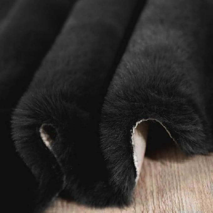 Black Fluffy Rug for Bedroom Shag Rug Washable Carpet Faux Rabbit Fur Rugs for Living Room Hallway Teen Room Décor Nursery Rugs Runner 2x6