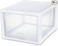 Sterilite 16-Pack 27 Quart Stacking Drawer, Clear Storage Closet Organizer, White Frame - Stackable Modular Plastic Drawers for Clothes, Accessories, Craft Supplies, Shoes or Linens