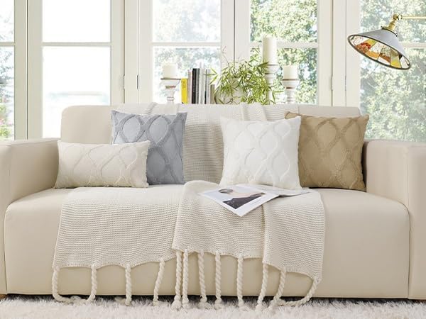 decorUhome Spring Euro Sham Throw Pillow Covers 24x24 Inch Set of 2, Soft Plush Faux Fur Wool Grey Couch Pillow Covers, Decorative Neutral Pillow Cases for Bed Sofa Living Room Home Decor