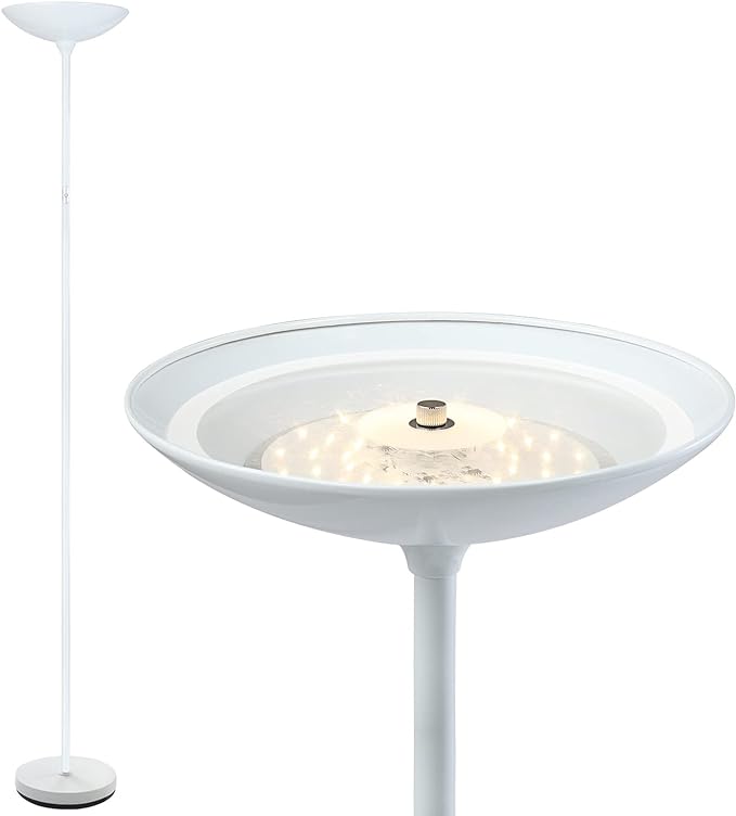 Floor Lamp, 70.5 InchTorchiere Standing Lamp, 20W 2000LM LED Halogen Floor Lamp,Stepless Dimmable, Touch Control, 50000hrs Lifespan, Pale Floor Lamps for Living Room, Standing Lamps for Bedroom, White