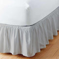 Light Grey Solid Ruffled Bed Skirt Cal-King-24 Inch Drop Split Corner, Microfiber Bedskirt with Platform Three Sided Coverage