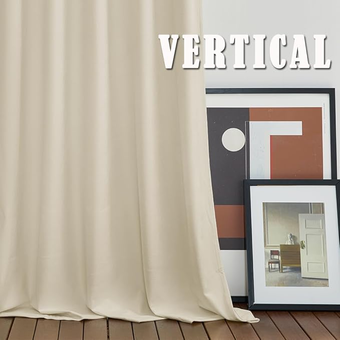 RYB HOME Beige Velvet Curtains 102 inches, Back Tab Soft Fabric Room Darkening Thermal Insulated Luxurious Home Decor Curtains for Living Room Bedroom, W 52" x L 102", 2 Panels Set