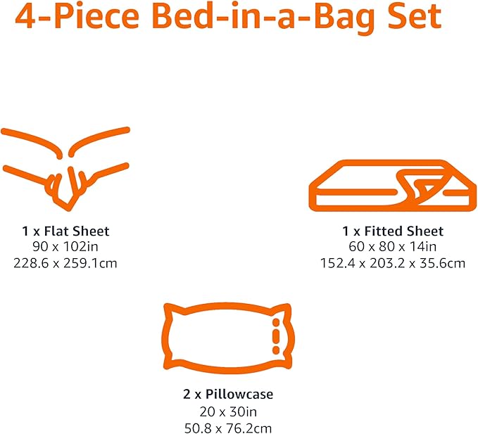 Amazon Basics Lightweight Microfiber 4-Piece Bed Sheet Set, Rose, Solid, Queen
