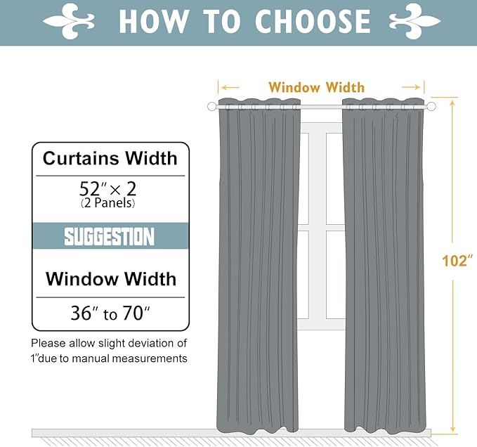 ChrisDowa Blackout Curtains 102 Inches Long 2 Panels Set for Living Room, Grommet Thermal Insulated Room Darkening Curtains for Bedroom (Navy Blue, 52 x 102 Inch)
