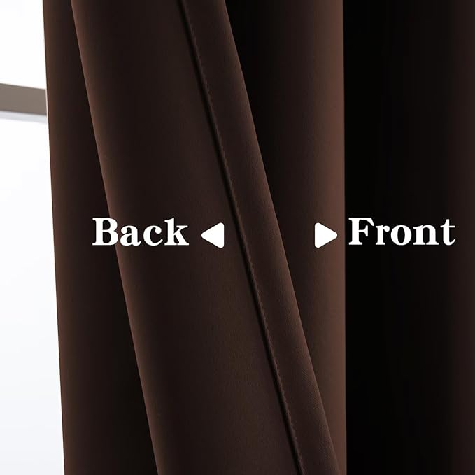 Blackout Curtains 96 Inch Length 2 Panels Set, Black Out Curtains for Bedroom 96 Inch Long, Rod Pocket Energy Saving Room Darkening Drapes for Living Room Window Chocolate(W52 x L96)