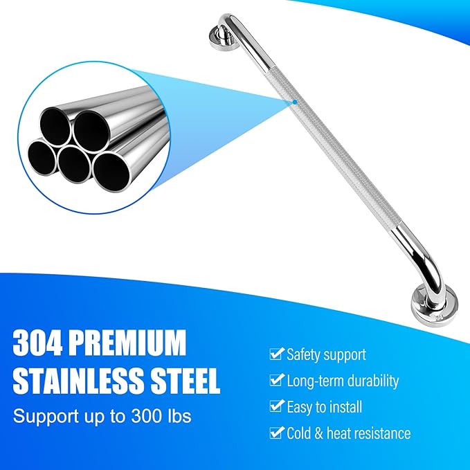 supregear Grab Bars for Bathtubs and Showers, Anti Slip Bathroom Grab Bars for Seniors, 304 Stainless Steel Safety Shower Handle, Toilet Handicap Elderly Assist Bathroom Wall Handle, 20 inch