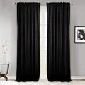 StangH Velvet Curtains 90 inches Long - Blackout Black Super Soft Rod Pocket Window Drapes Light Blocking Thermal Insulated Sliding Door Covering for Living Room, W52 x L90, 2 Panels