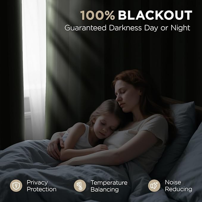 Joydeco Olive Green 100% Blackout Curtains 96 Inch 2 Panels, Luxury Thermal Green Velvet Curtains for Bedroom Living Room, Soundproof Blackout Window Drapes, Rod Pocket & Back Tab (52W x 96L)