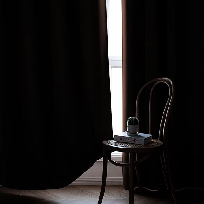 Blackout Curtains 108 Inch Length 2 Panels Set, Black Out Curtains for Bedroom 108 Inch Long, Rod Pocket Energy Saving Room Darkening Drapes for Living Room Window Chocolate(W52 x L108)