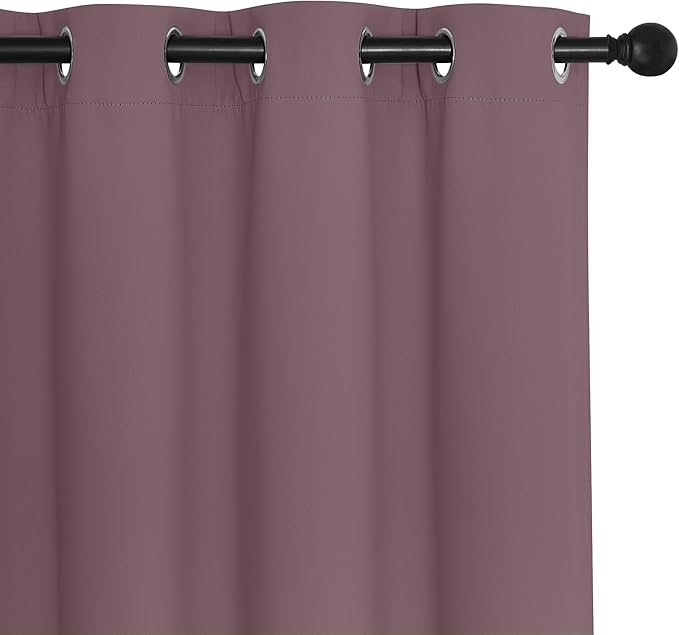 NICETOWN Blackout Doorway Curtain Drape 78 inch Long - Grommet Noise Reducing Thermal Insulated Solid Modern Window Treatments for Bedroom Closet (1 Panel, 52 x 78 Inch, Dry Rose)