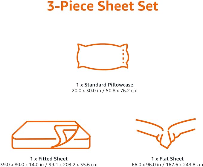 Amazon Basics Lightweight Ultra-Soft Breathable Easy Care Microfiber 3-Piece Bed Sheet Set with 14-Inch Deep Pockets, Twin XL, Dutch Blue, Solid (Pack of 4)