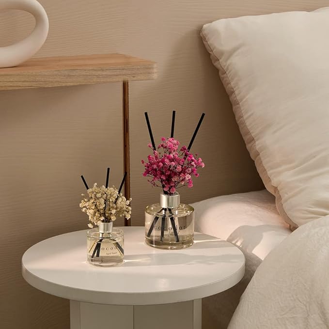 COCODOR Flower Reed Diffuser Set / 6.7oz / Pure Cotton/Scent Diffuser with Sticks Home Fragrance Reed Diffuser for Bathroom Shelf Decor for Women