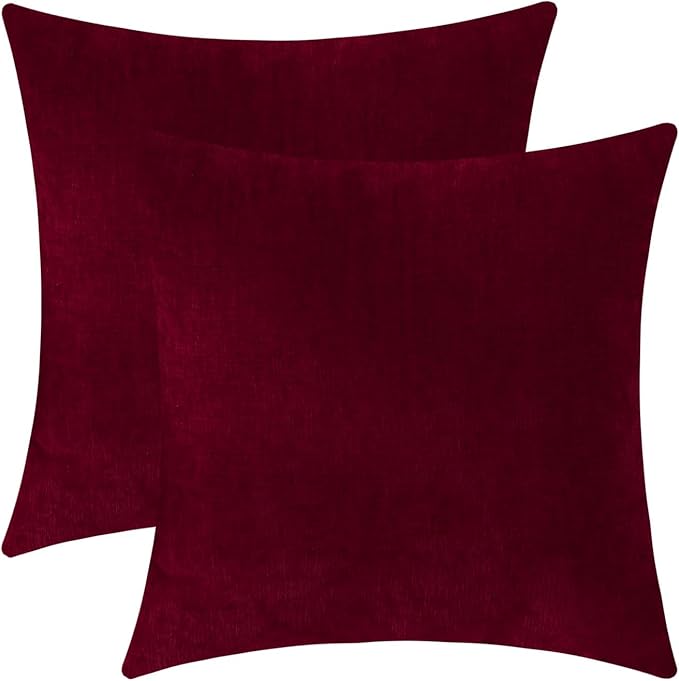 Jeneoo Santa Red Decorative Throw Pillow Covers Soft Chenille Comfy Square Couch Cushion Cases for Living Room Sofa Decor (Set of 2, 14 x 14 Inches)
