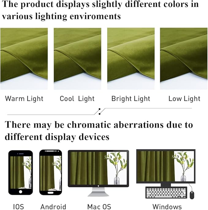 StangH Olive Green Christmas Curtains Elegant Velvet Room Darkening Curtains for Office, Heavy Soft Drapes for Dining Room, Earthy Tone Home Decor, W52 x L94, 2 Panels