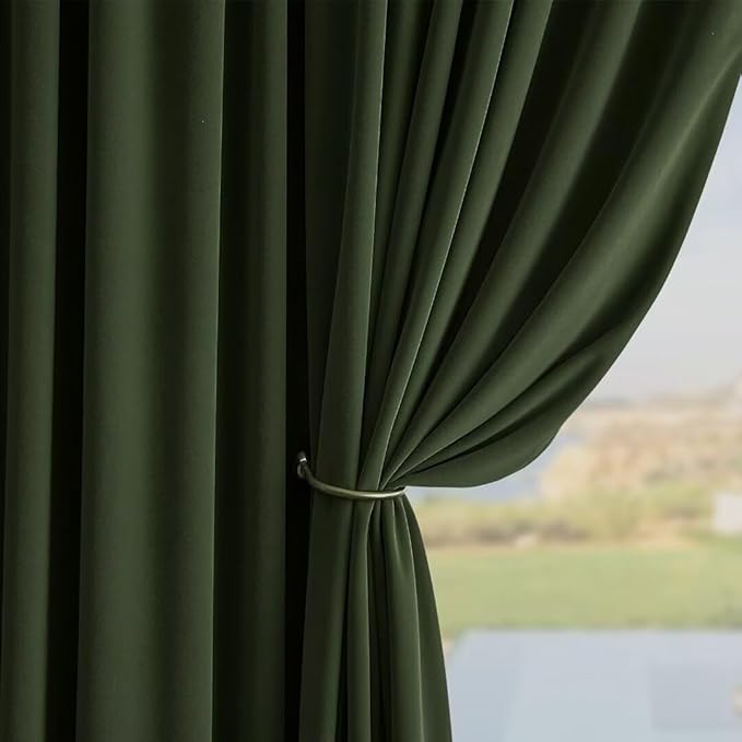 Joydeco Green Velvet Curtains 96 inch Length 2 Panels, Luxury Blackout Rod Pocket Thermal Insulated Window Curtains, Super Soft Room Darkening Drapes for Living Room Bedroom,W52 x L96 inches