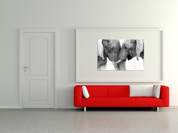 DZL Art D73081 Black and White Elephants Entwine Wall Art Canvas Painting Ready to Hang for Living Room Bedroom Office Wall Decor Home Decoration