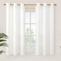 YoungsTex White Linen Semi Sheer Curtains 45 Inches Length for Kitchen Window, Short Light Filtering Drapes with Grommet Lightweight for Bedroom Cafe Bathroom, 2 Panels, 42 X 45 Inch