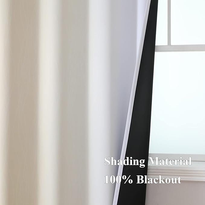 Estelar Textiler Beige and Grayish White Blackout Curtains & Drapes for Bedroom, Thermal Insulated Ombre Blackout Drapes, Full Room Darkening Energy Saving Curtains for Living Room, 52Wx45L, 2 Panels