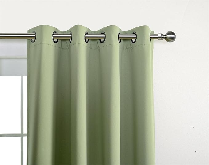 MIUCO Room Darkening Soild Grommets Blackout Curtains Panels for Doors Window Curtains 8 Eyelets Set of 2 52 Inch Wide 95 Inch Long Sage, Bonus 2 Tie Backs Included