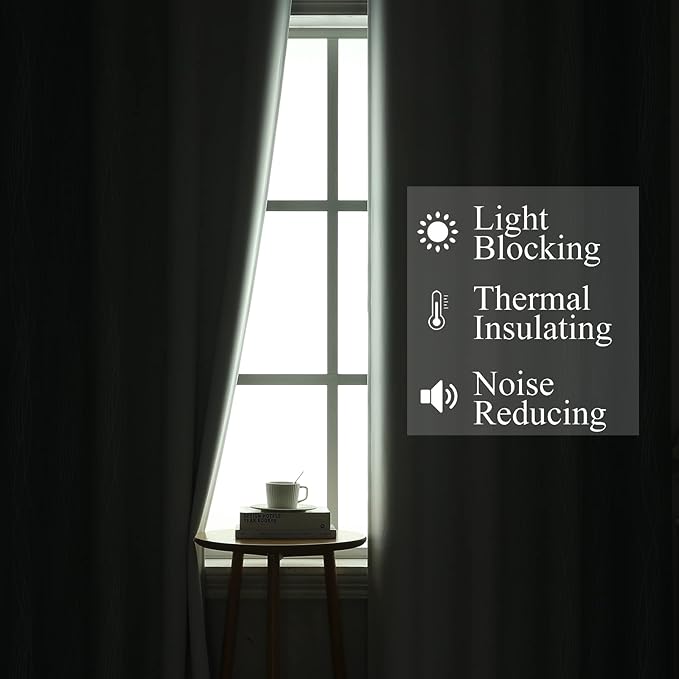 Estelar Textiler Stone Blue and Greyish White Blackout Curtains & Drapes for Bedroom, Thermal Insulated Ombre Blackout Drapes, Room Darkening Energy Saving Curtains for Living Room, 42Wx63L, 2 Panels