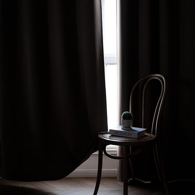 Blackout Curtains 108 Inch Length 2 Panels Set, Black Out Curtains for Bedroom 108 Inch Long, Rod Pocket Energy Saving Room Darkening Drapes for Living Room Window Khaki(W52 x L108)