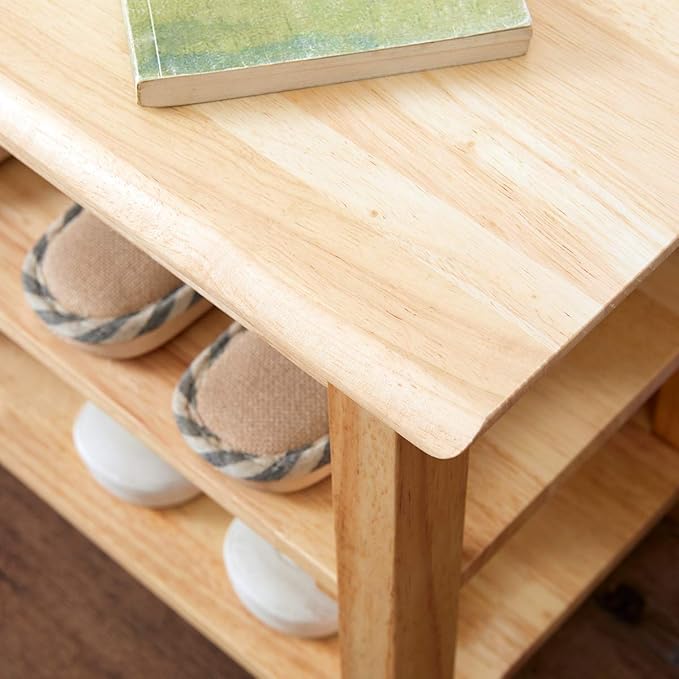 XKZG Storage Bench Wooden Shoe Rack Bench Simple Style Wood Entryway Bench (Natural,47.2")