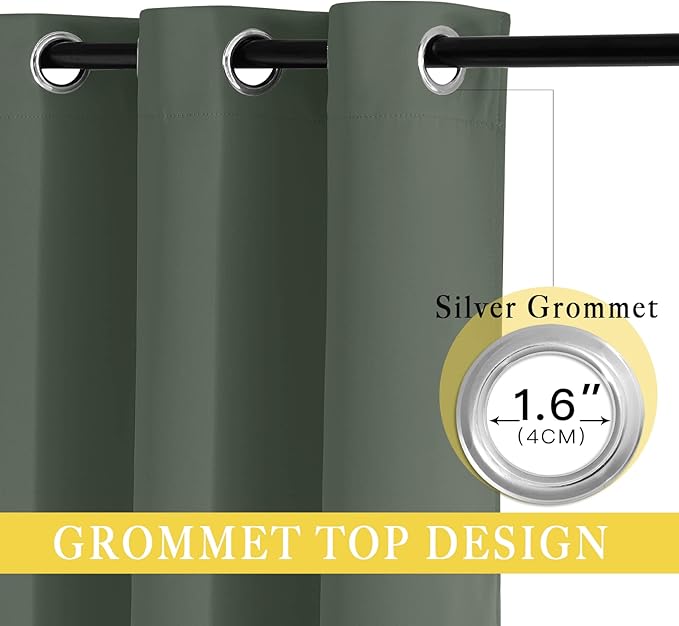 NICETOWN Blackout Sliding Door Curtains 84 inch Length - Grommet Thermal Curtain Room Darkening Sound Reducing Drape for Bedroom/Living Room (Dark Mallard, 1 Panel, W100 x L84)
