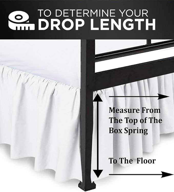 Ruffled Bed Skirt with Split Corners, White, Full 16 Inch Drop Bedskirt, Hotel Quality Brushed Microfiber Wrinkle Free Dust Ruffle Bed Skirt Full Size
