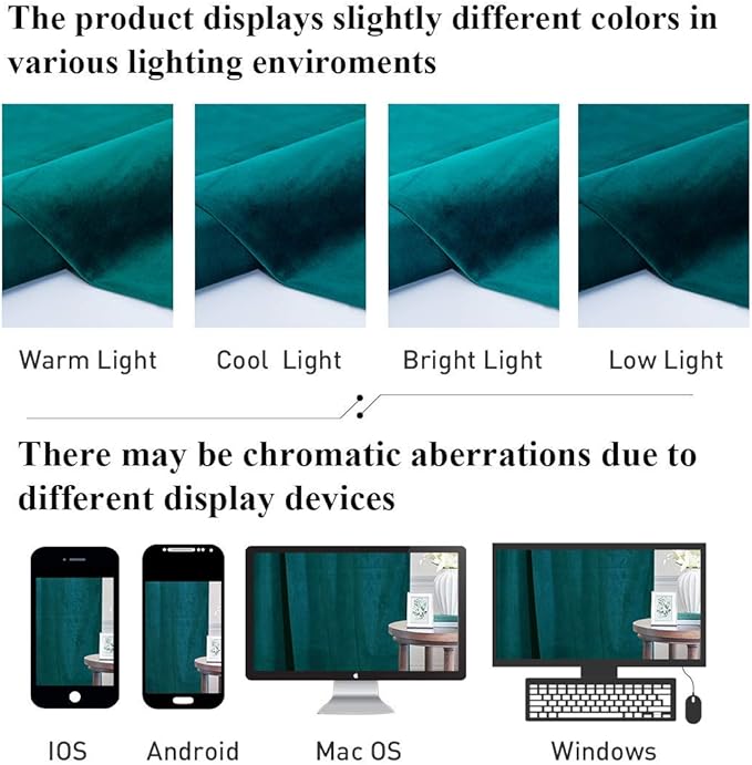 StangH Velvet Teal Curtains for Bedroom, Super Soft Room Darkening Thermal Insulated Door Curtains Rod Pocket Boho Home Decor for Dining Room/Office, W52 x L90, 2 Panels