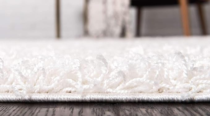 Unique Loom Solid Shag Collection Area Rug (2' 6" x 13' 1" Runner, Snow White)