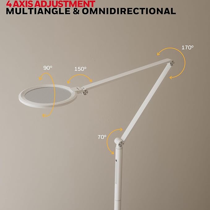 Honeywell LED Floor Lamp - F01WT Sunturalux™ Eye Caring Dimmable Standing Light with Remote,Bright Natural Daylight 5 Colors & 5 Brightness Adjustable Tall Lampara for Home Office Living Room Bedroom