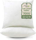 Ashler Throw Pillow Inserts 22 x 22 Inches Set of 2,Firm and Fluffy Decorative Square Pillows with Air Layer, Indoor Square Cushion Stuffer for Couch Bed Sofa and Living Room