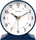 4.5" Antique Retro Analog Alarm Clock, Small Silent Bedside Desk Clock with Manual Light, Battery Operated, Snooze, for Living Room, Bedroom, Bedside, Desk(Blue)