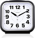 5.5" Large No Ticking Analog Alarm Clock,Silent Readable for Seniors,Easy to Set,Gradual Rise Alarm,Big Numbers,Gentle Wake,Snooze, Lighted on Demand,Battery Operated,Black