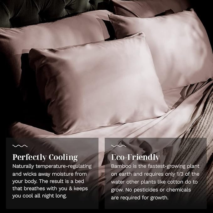 LUXOME Luxury Sheet Set | 100% Rayon (Viscose) from Bamboo | Twin XL - Blush | Deep Pockets | 3-Piece Set (Fitted, Flat, Pillowcase)