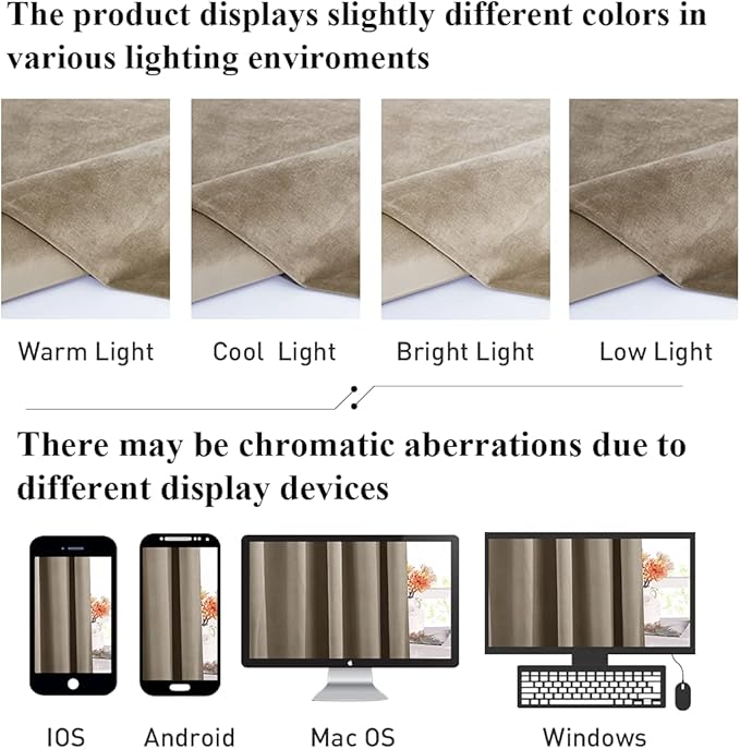 StangH Camel Beige Velvet Bedroom Curtains - Room Darkening Decorative Window Curtains 96 inches Heavy Duty Summer Heat Blocking Drapes for Hotel/Farmhouse, W52 x L96, 2 Panels