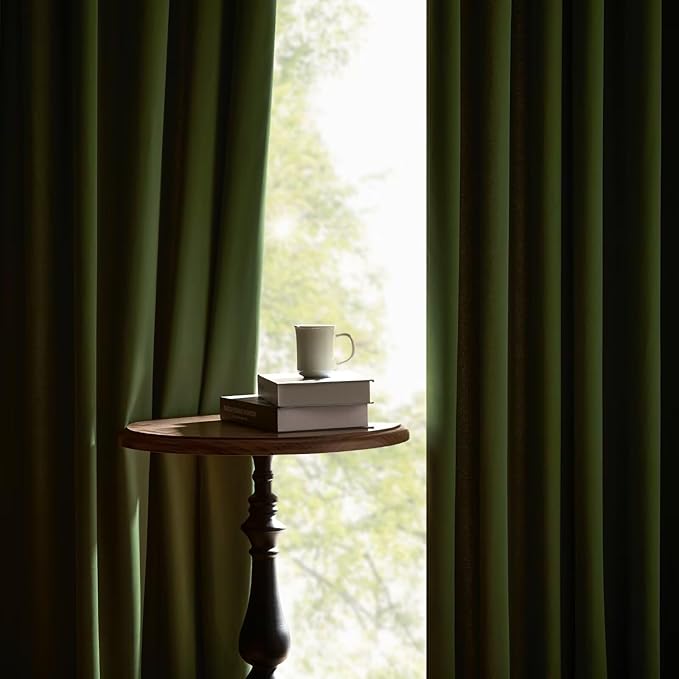 Joydeco Green Velvet Curtains 84 inch 2 Panel, Room Darkening Super Soft Velvet Drapes for Bedroom Living Room Thermal Insulated Window Drapes, Luxury Blackout Rod Pocket Curtains,W52 x L84 inch