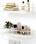Shario Floating Shelves - Set of 2, Wall Mounted Hanging Shelves with White Towel Rack, Decorative Storage Shelves for Bathroom, Kitchen, Living Room & Bedroom (Rustic White)