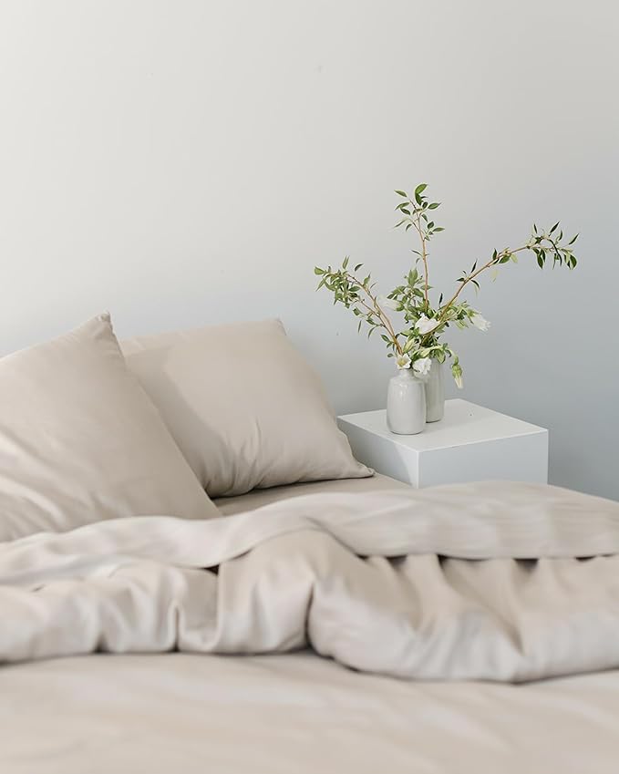 Cozy Earth Luxury Bed Sheet Set - 100% Viscose from Bamboo Fabric, Ultra-Soft & Breathable, Fits Regular & Deep Pocket Mattresses up to 20" - 4 Pieces California King Sheet Set Oat