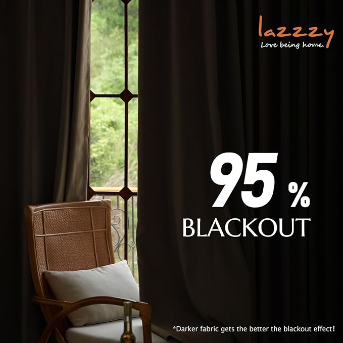 Lazzzy Dark Brown Velvet Curtains 108 Inches Long Blackout Thermal Insulated Blackout Lined Curtain Drapes Back Tab Window Treatments for Bedroom Living Room 2 Panels,52 x 108 Inch, Truffle